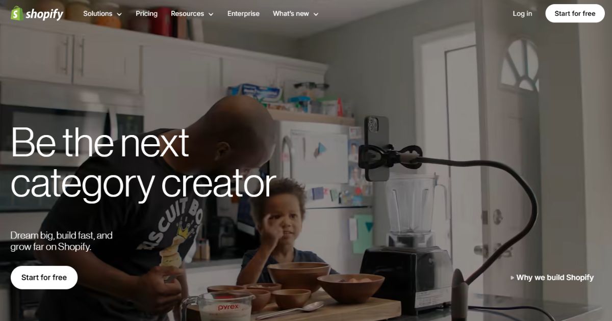 Shopify free web builder for e-commerce stores